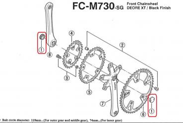 KURBELKAPPE SHIMANO FC-M730, 1-STUECK