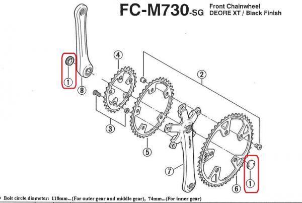 KURBELKAPPE SHIMANO FC-M730, 1-STUECK