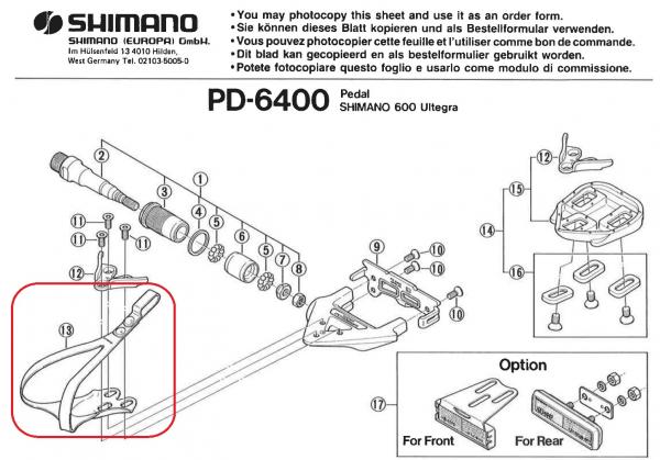 PEDALHAKEN SHIMANO PD-6400-M, 1-STUECK