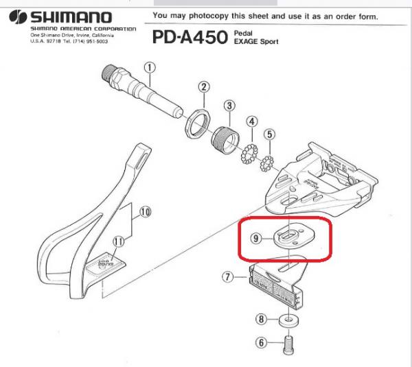 FESTSTELLPLATTE SHIMANO PD-A450, 1-PAAR