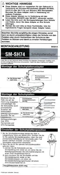 PEDAL-ADAPTER SHIMANO SM-SH74, 1-PAAR